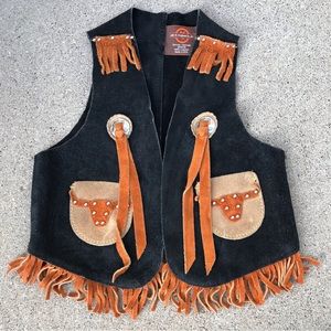 💙John R. Craighood Boys Suede Leather fringe Vest